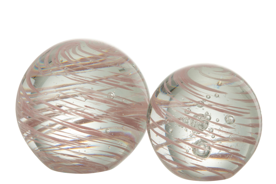 J-Line Presse Papier Draaikolk Glas Roze Large