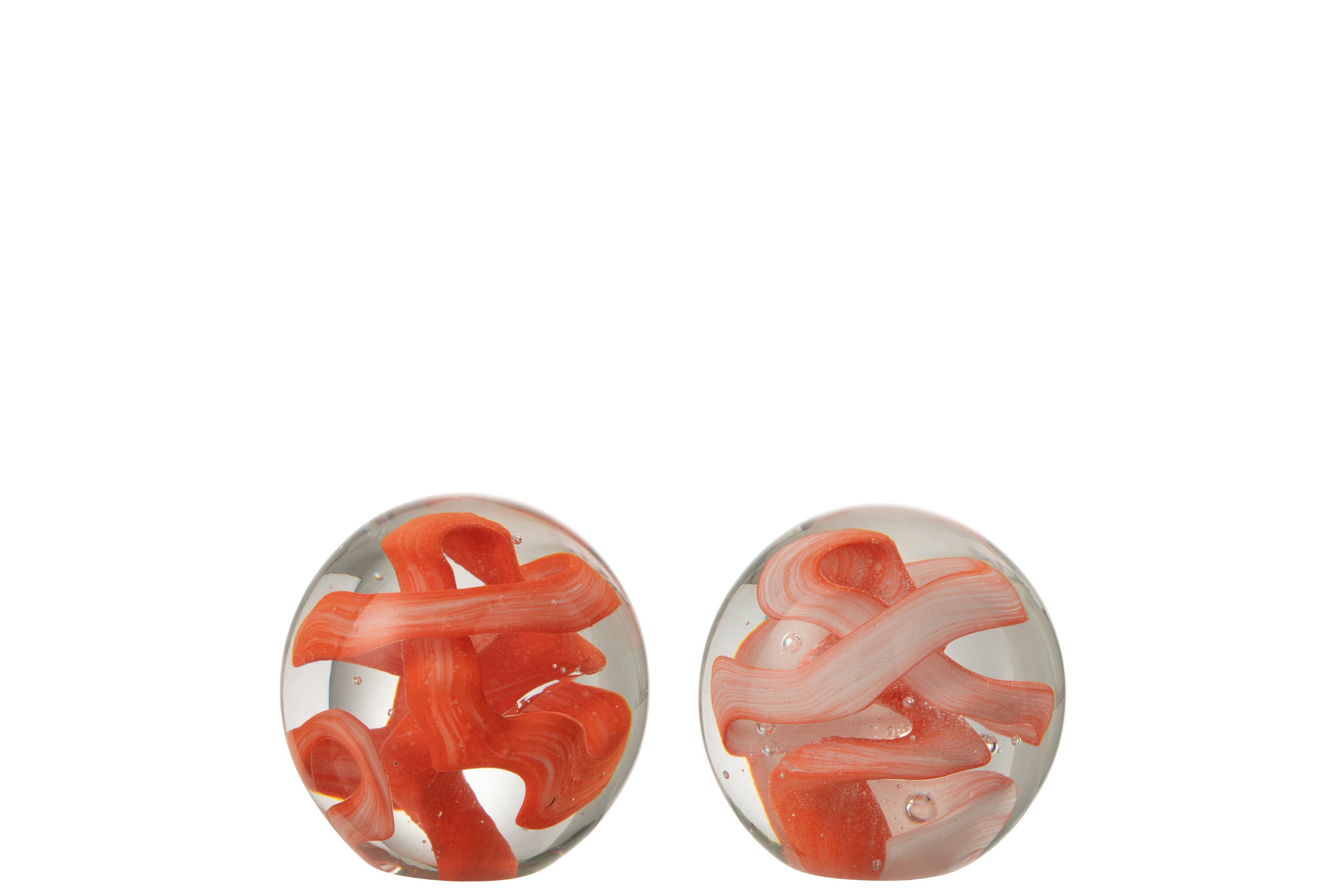 Papiergewicht slinger glas oranje/rood klein assortiment van 2