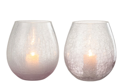 Orkaan Eivormige Craquelure Glas Paars Klein Assortiment Van 2
