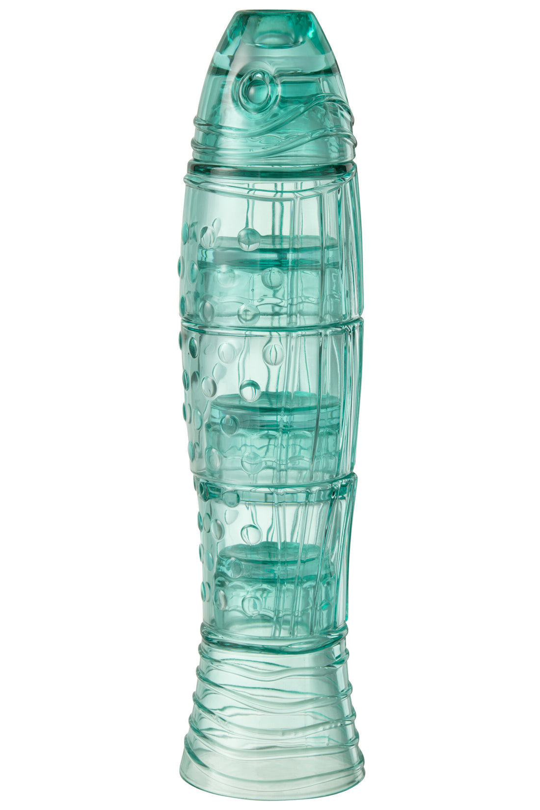 J-Line Vis bekers - drinkglas - transparant/ azuur - 5x