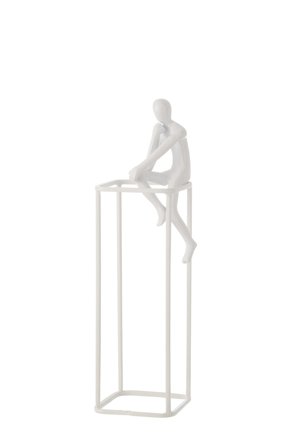 J-Line Figuur Rust Op Kubus Aluminium Wit