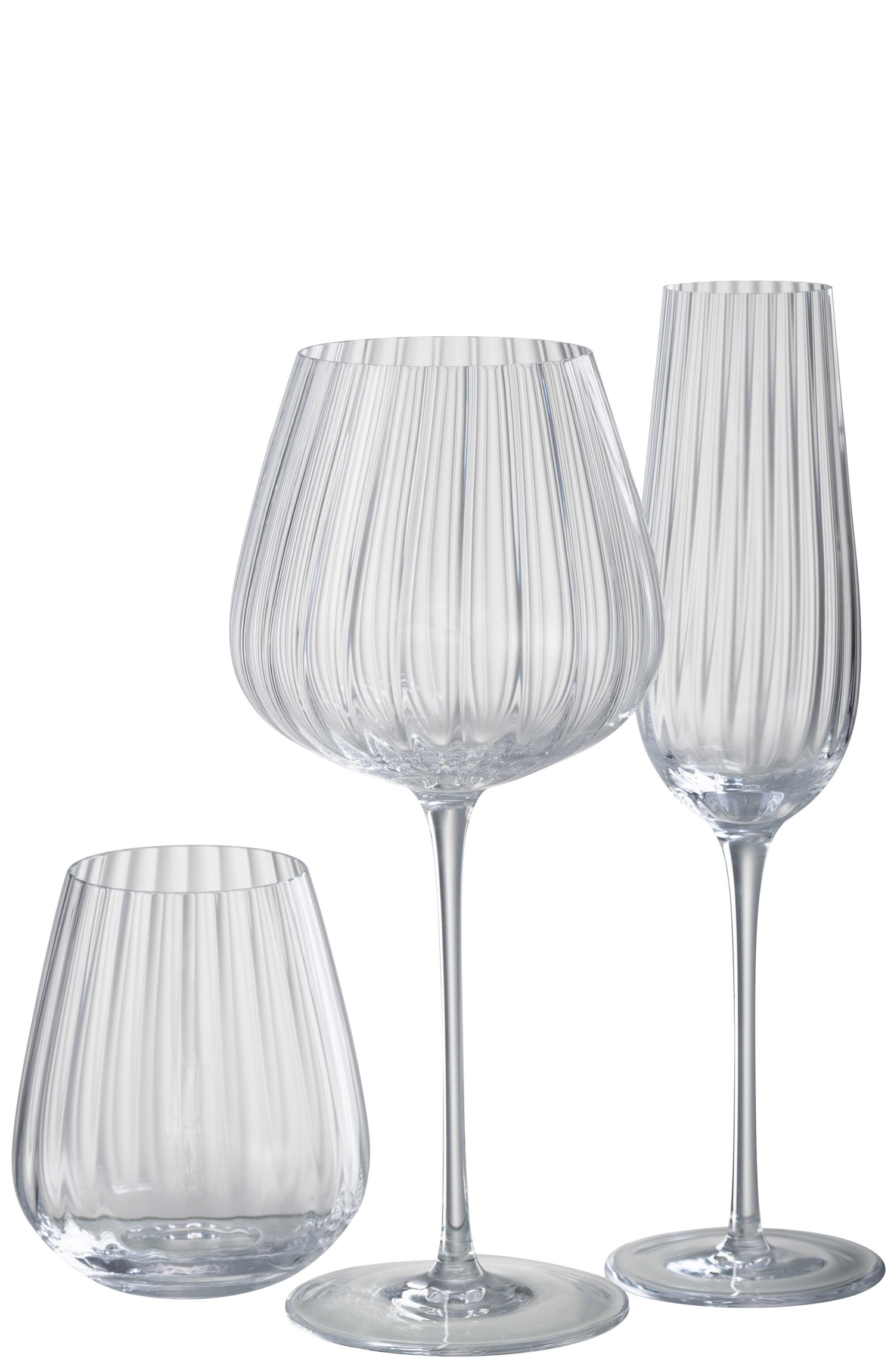 J-Line Champagneglas Strepen Glas Transparant