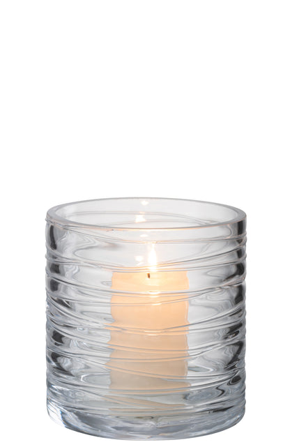 J-Line lantaarn Strepen glas transparant klein