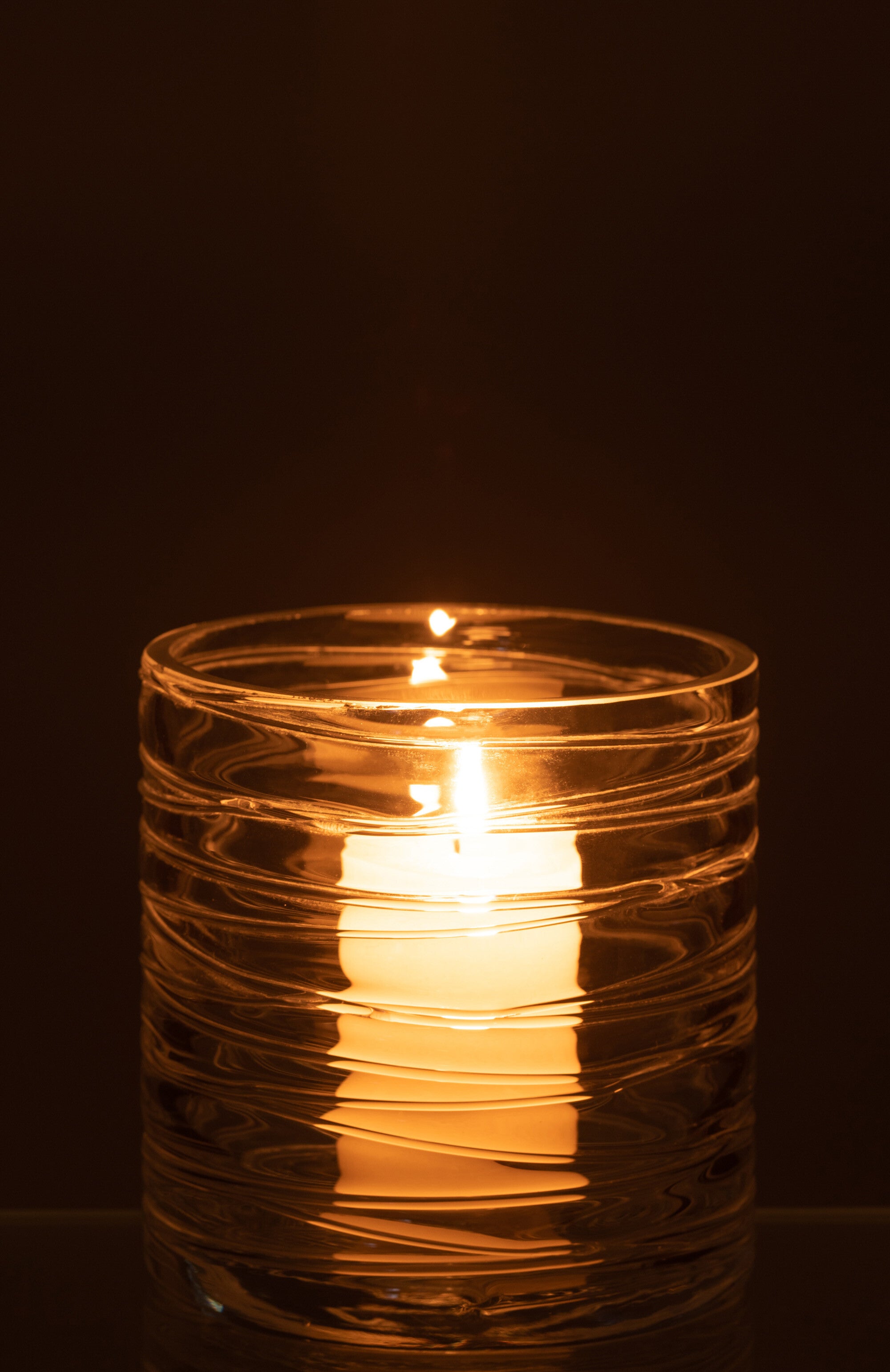 J-Line lantaarn Strepen glas transparant klein