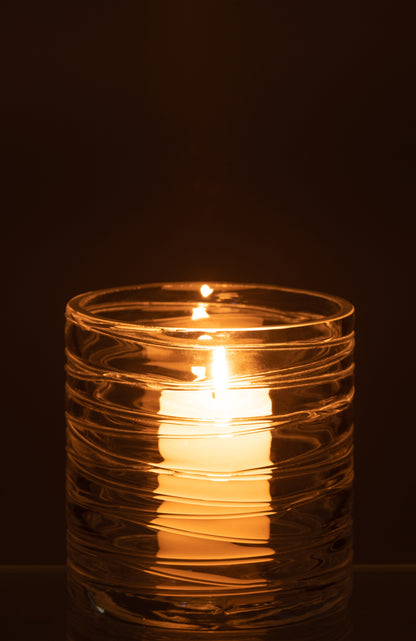 J-Line lantaarn Strepen glas transparant klein