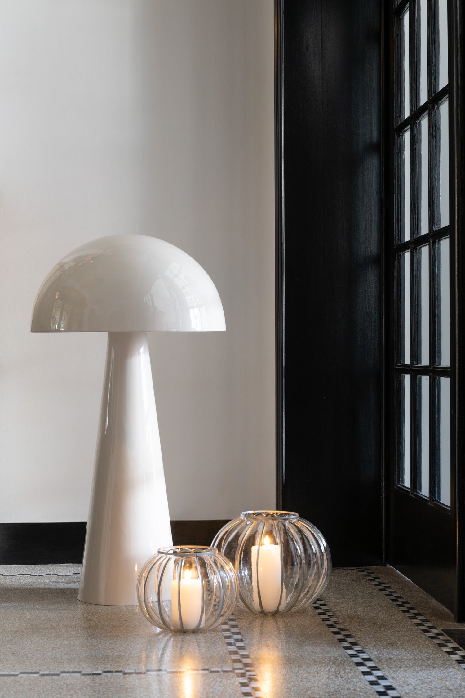 J-Line lantaarn Strepen glas transparant klein