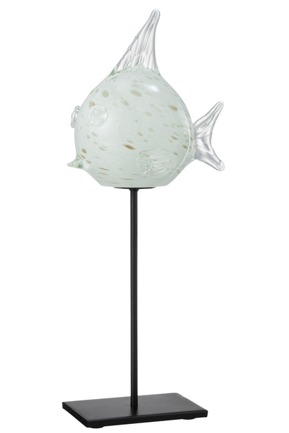 Vis Te Voet Glas Wit/Goud Groot