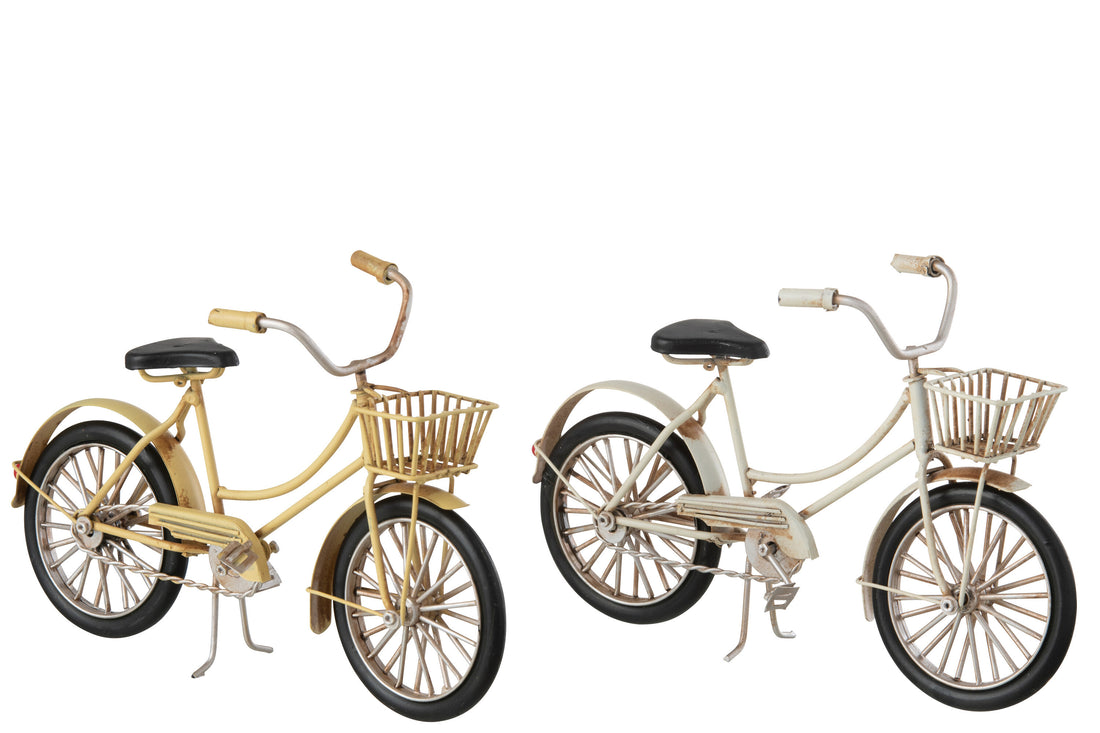 Damesfietsmand Metaal Beige/Geel Assortiment Van 2