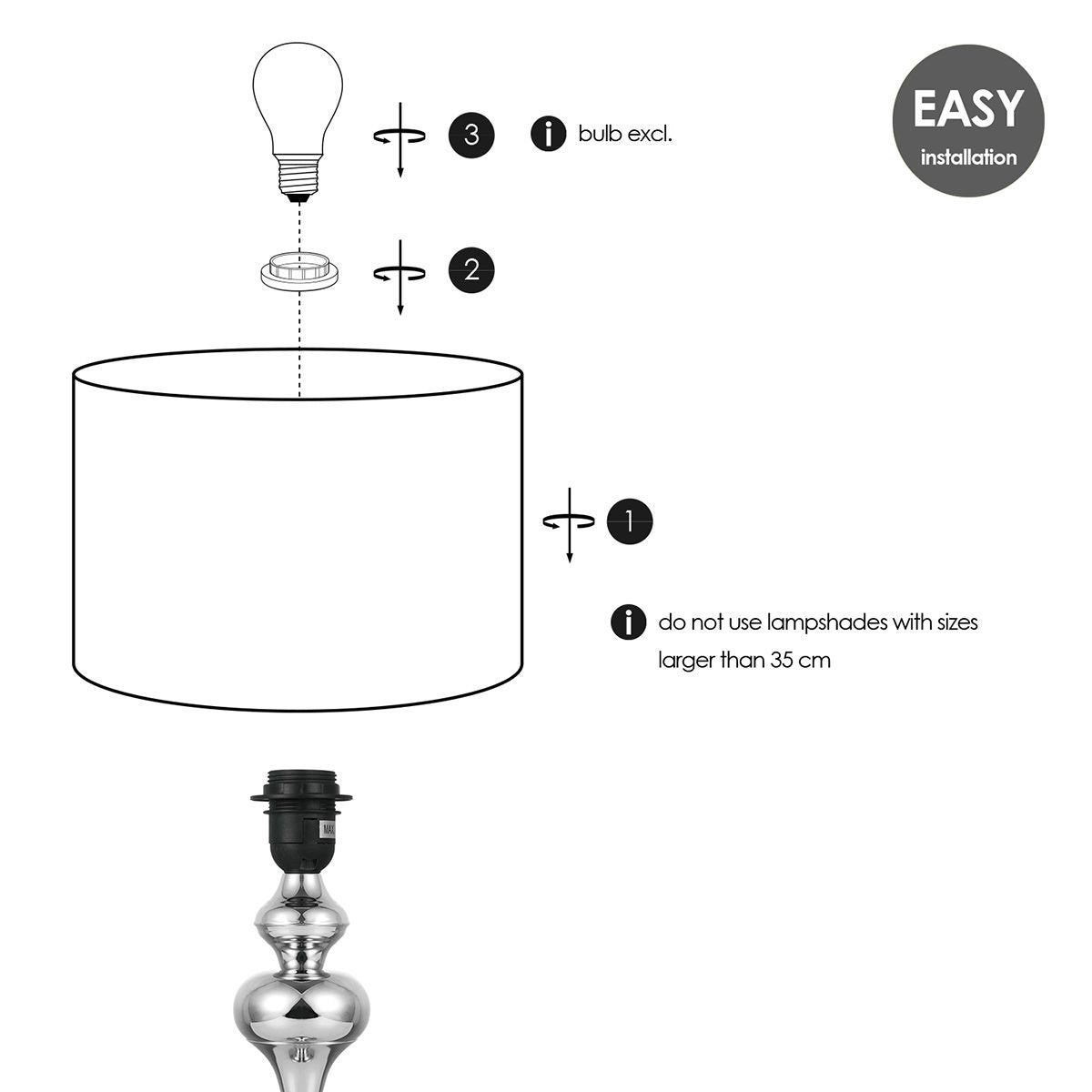 tafellamp voet Bima 10.5/10.5/35cm - Chroom