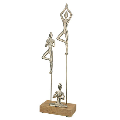 Houten sculptuur &quot;Yogagroep&quot;