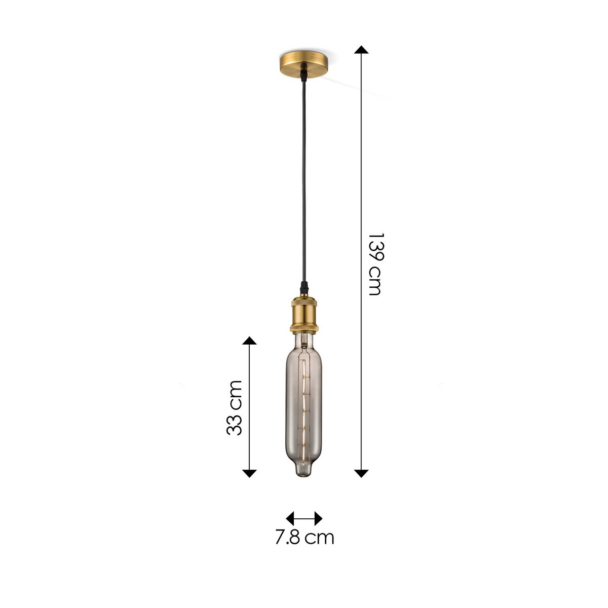 hanglamp brons vintage Tube - G78 - dimbaar E27 rook