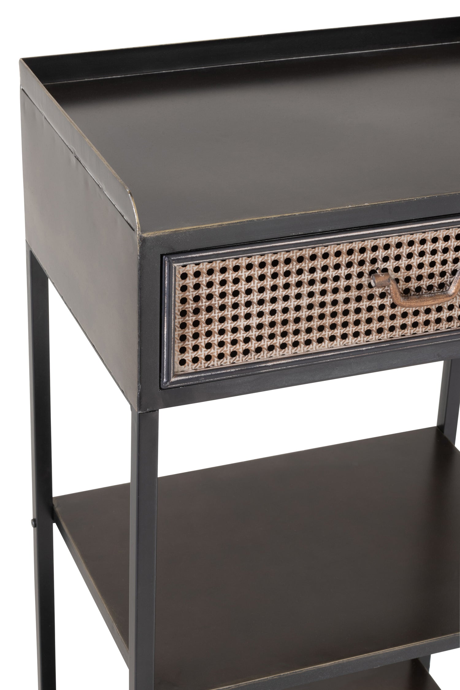 Rek 1 lade + 3 planken Metaal Zwart