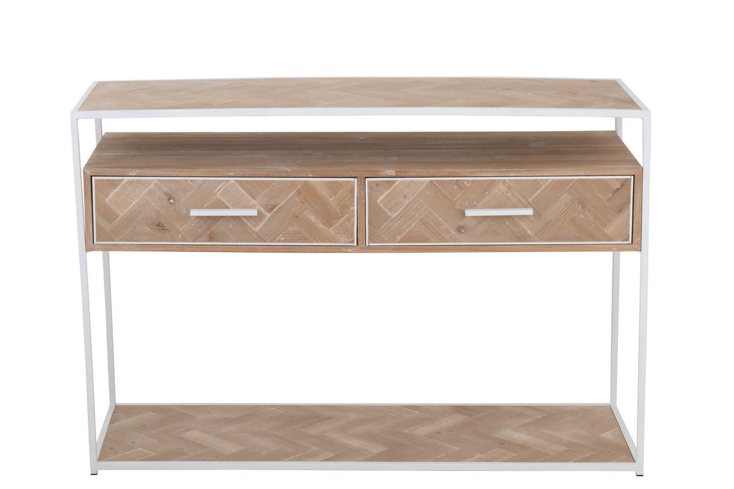 Console Zigzag 2 Laden Hout/Metaal Natuurlijk/Wit