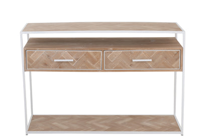 Console Zigzag 2 Laden Hout/Metaal Natuurlijk/Wit