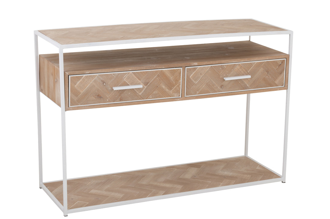 Console Zigzag 2 Laden Hout/Metaal Natuurlijk/Wit