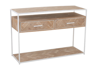 Console Zigzag 2 Laden Hout/Metaal Natuurlijk/Wit