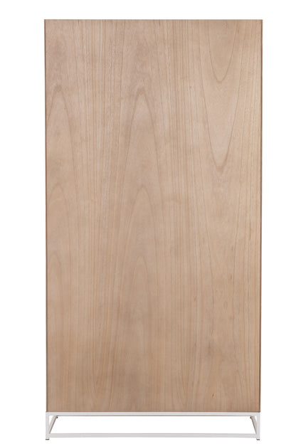 Kast Hoog 2 Deuren Zigzag Hout/Metaal Natuur/Wit