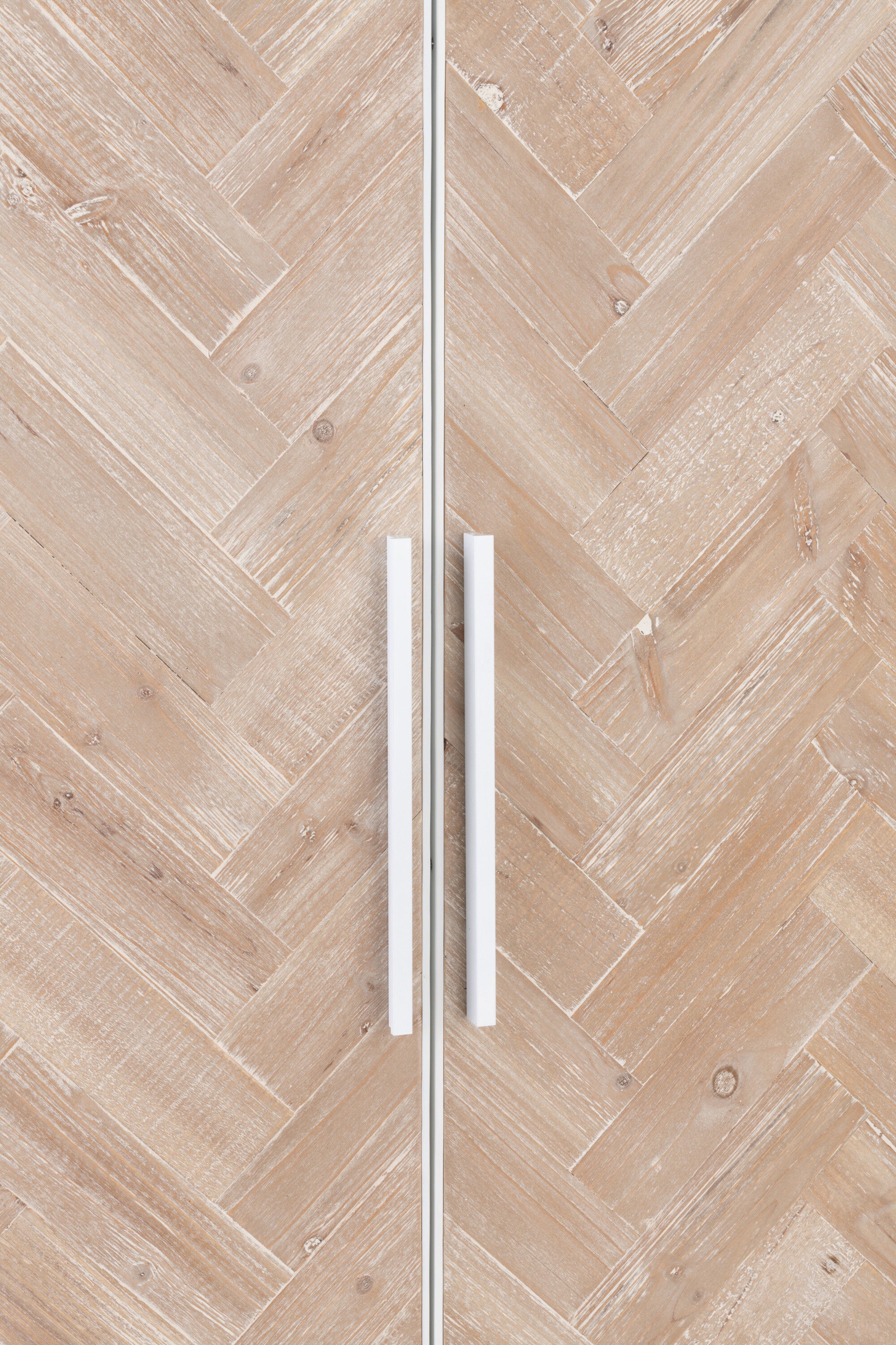 Kast Hoog 2 Deuren Zigzag Hout/Metaal Natuur/Wit