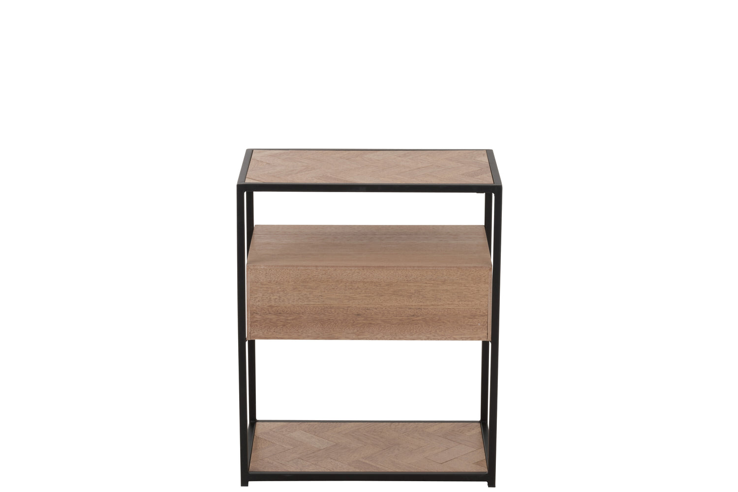 Sidetable Zigzag 1 Lade Hout/Metaal Natuurlijk/Zwart