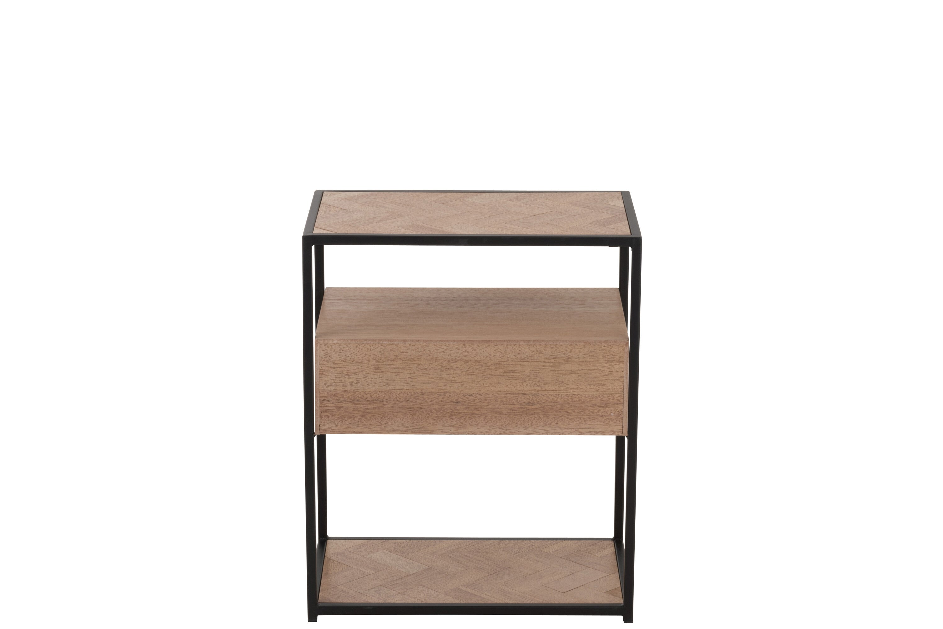 Sidetable Zigzag 1 Lade Hout/Metaal Natuurlijk/Zwart