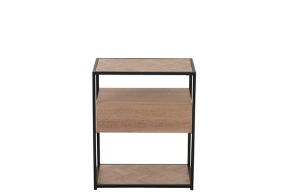 Sidetable Zigzag 1 Lade Hout/Metaal Natuurlijk/Zwart