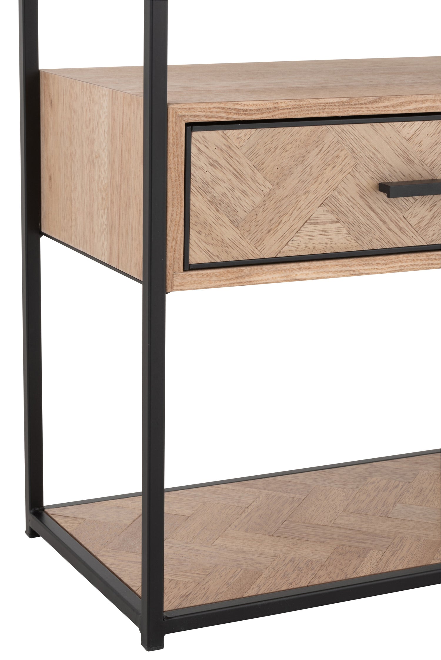 Sidetable Zigzag 1 Lade Hout/Metaal Natuurlijk/Zwart