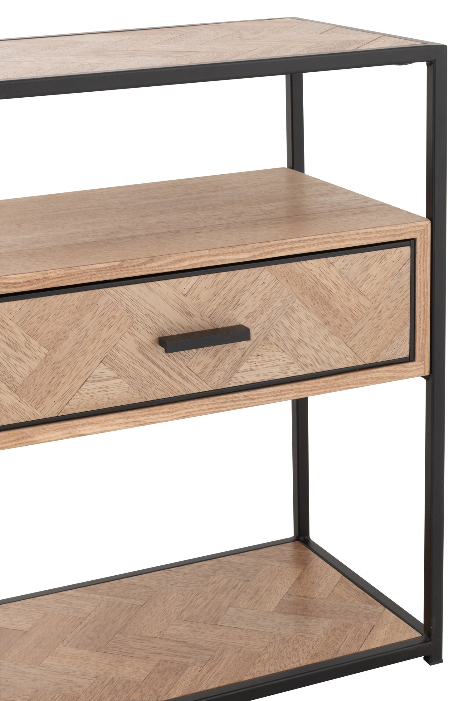 Sidetable Zigzag 1 Lade Hout/Metaal Natuurlijk/Zwart