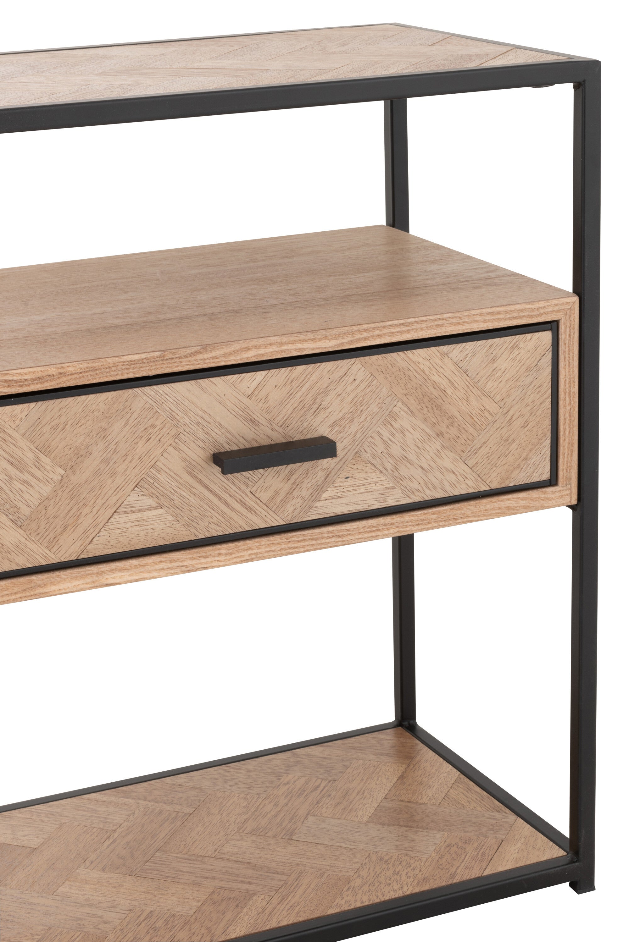 Sidetable Zigzag 1 Lade Hout/Metaal Natuurlijk/Zwart