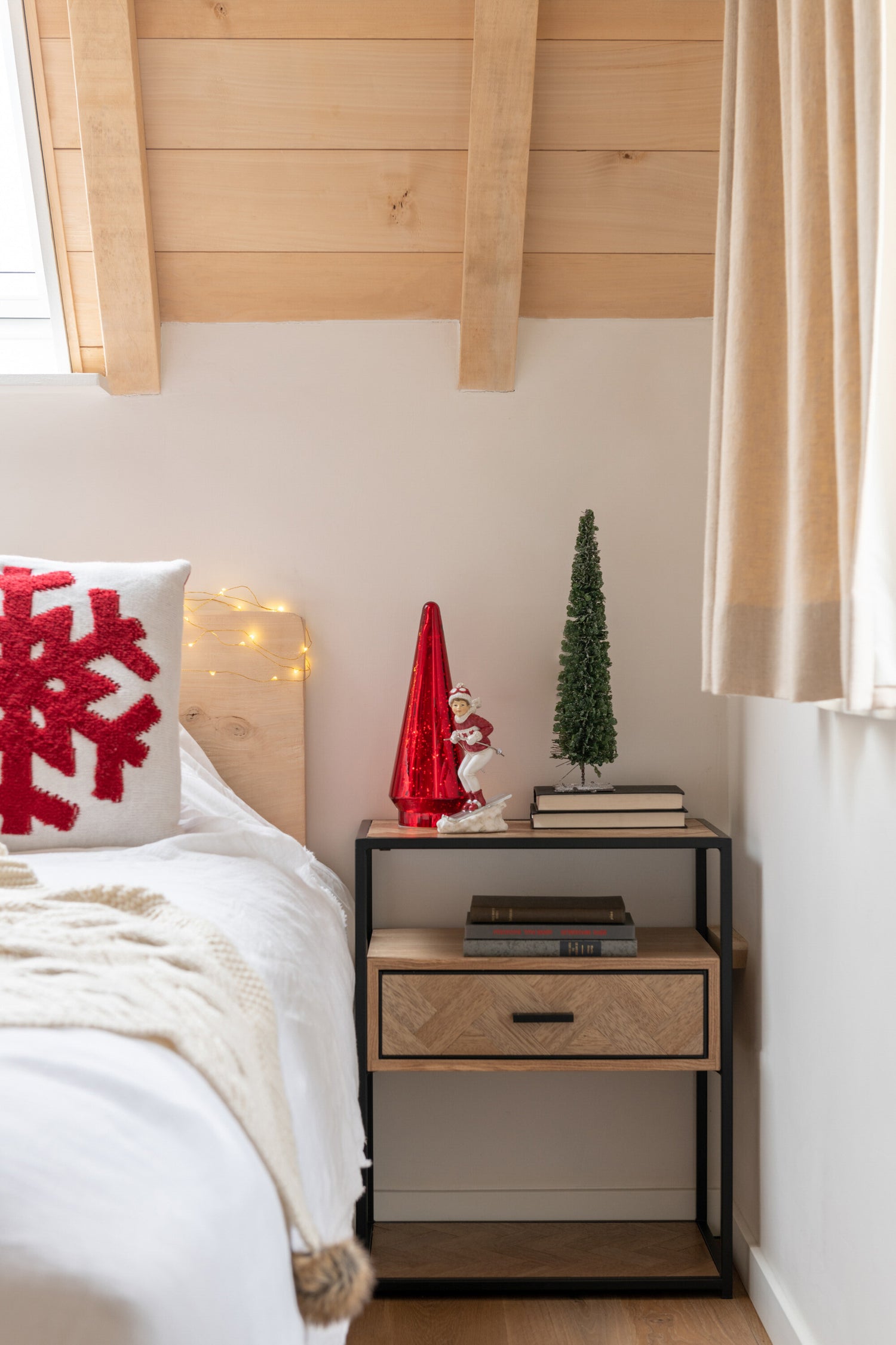 Sidetable Zigzag 1 Lade Hout/Metaal Natuurlijk/Zwart