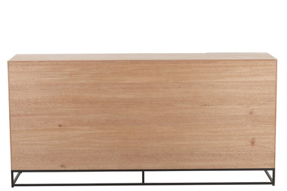 Ladekast 4 Deuren Zigzag Hout/Metaal Natuurlijk/Zwart