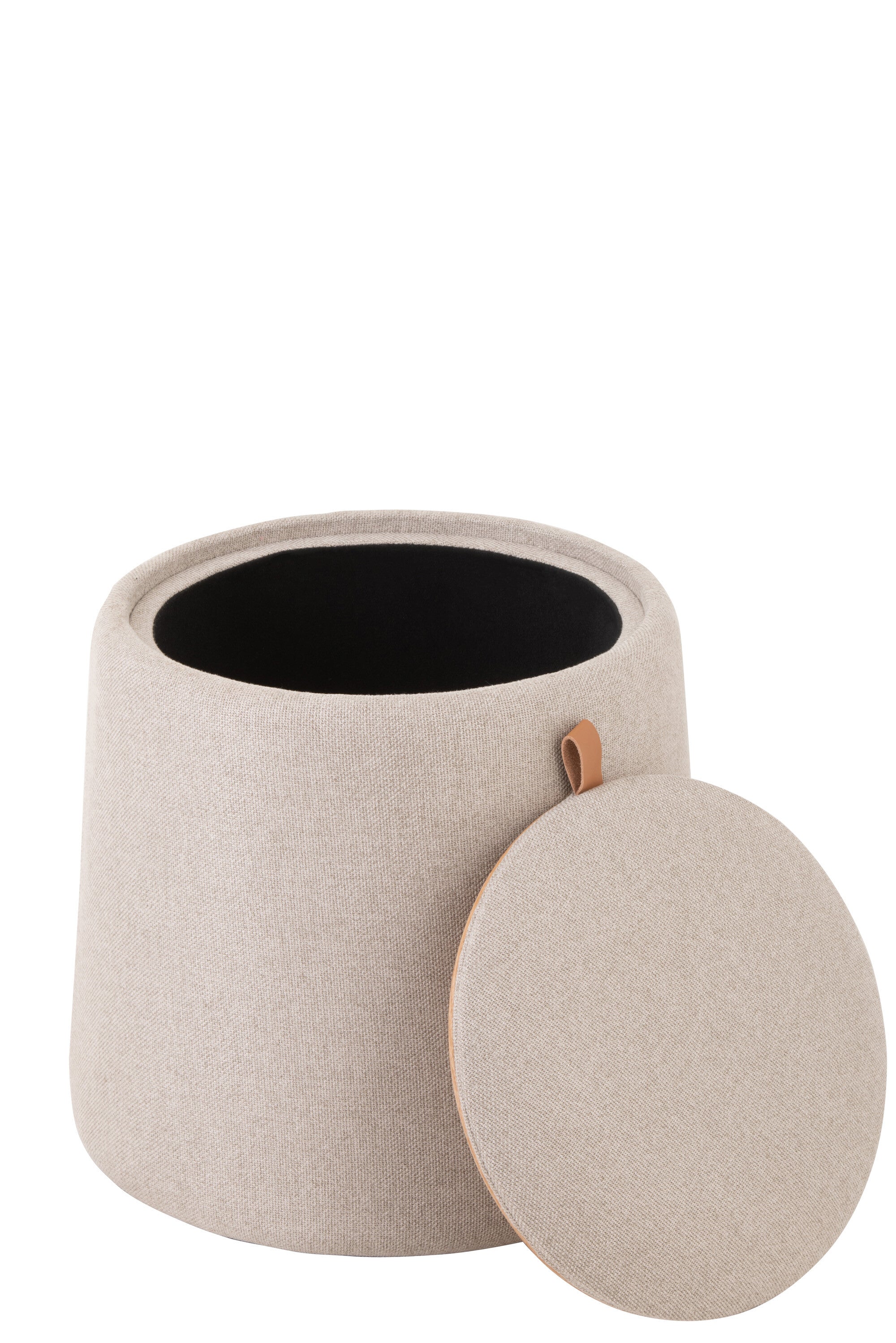 J-Line Poef/Bijzettafel Rond Textiel/Hout Beige