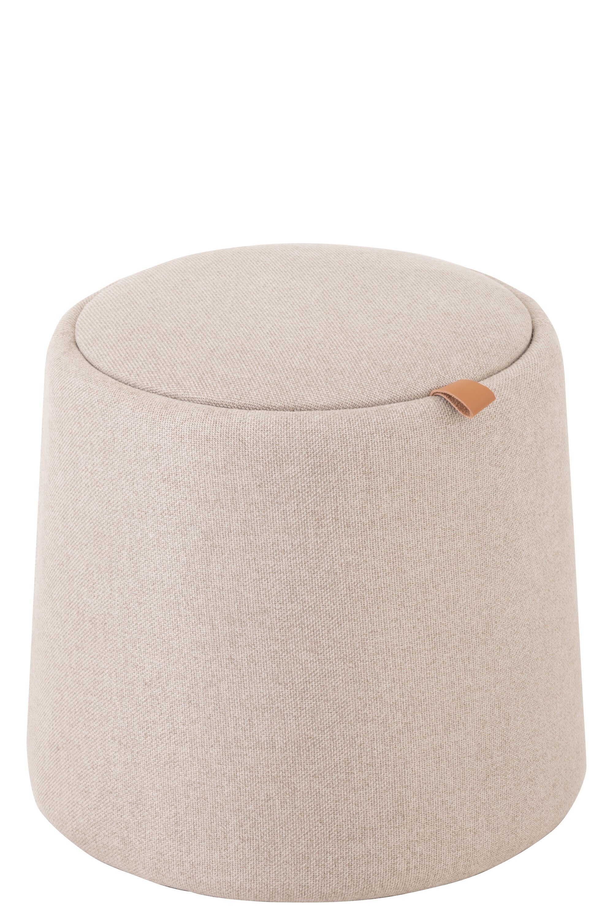 J-Line Poef/Bijzettafel Rond Textiel/Hout Beige