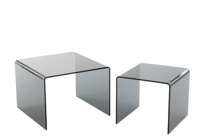 S/2 Bijzettafel Glas Zwart