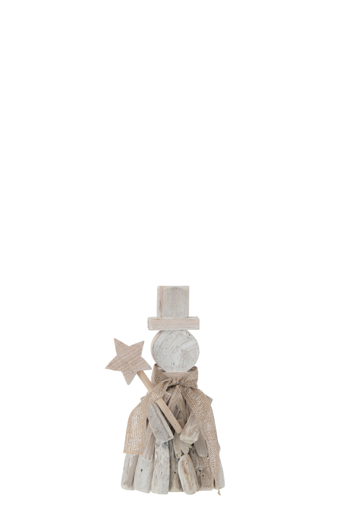 J-Line Figuur+Ster Winter Hout Wit Small