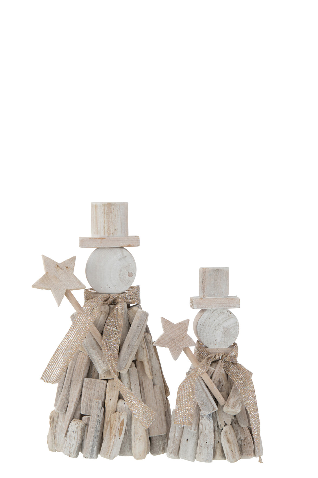 J-Line Figuur+Ster  Winter Hout Wit Large