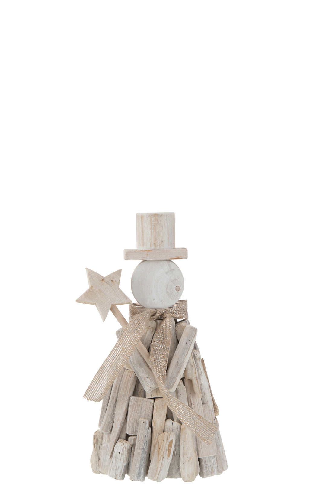 J-Line Figuur+Ster Winter Hout Wit Large