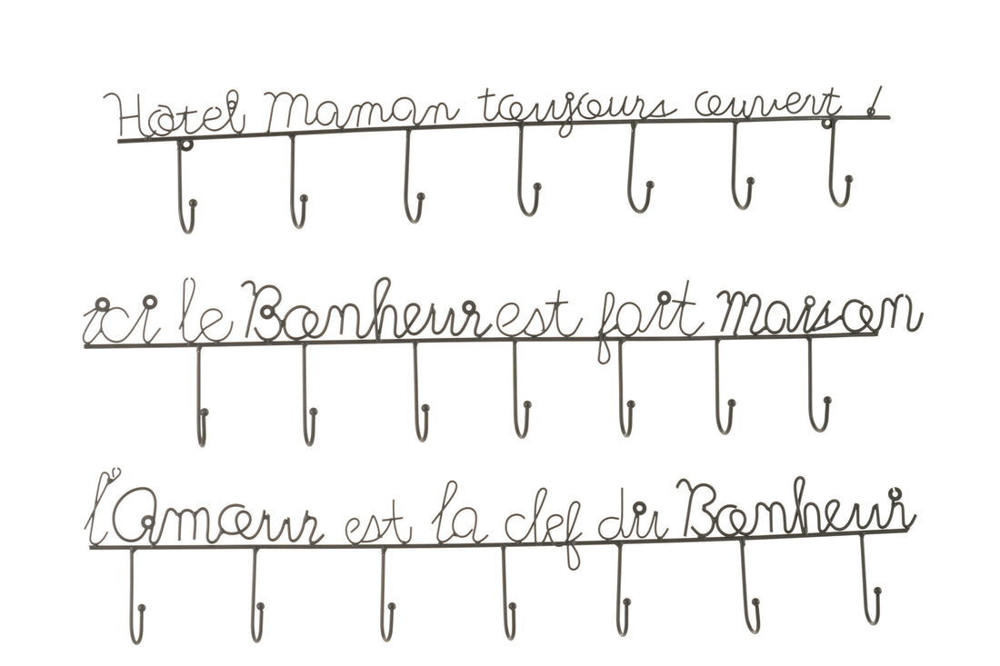 Wandhaak Zeggen Metaal Zwart Groot Assortiment Van 3