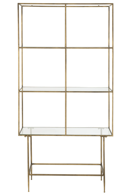 Rek 3 planken Metaal/Glas Goud