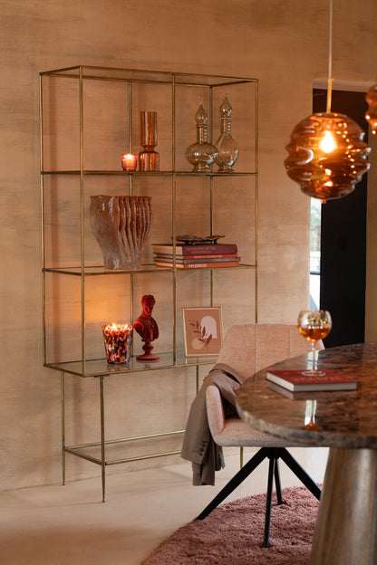 Rek 3 planken Metaal/Glas Goud