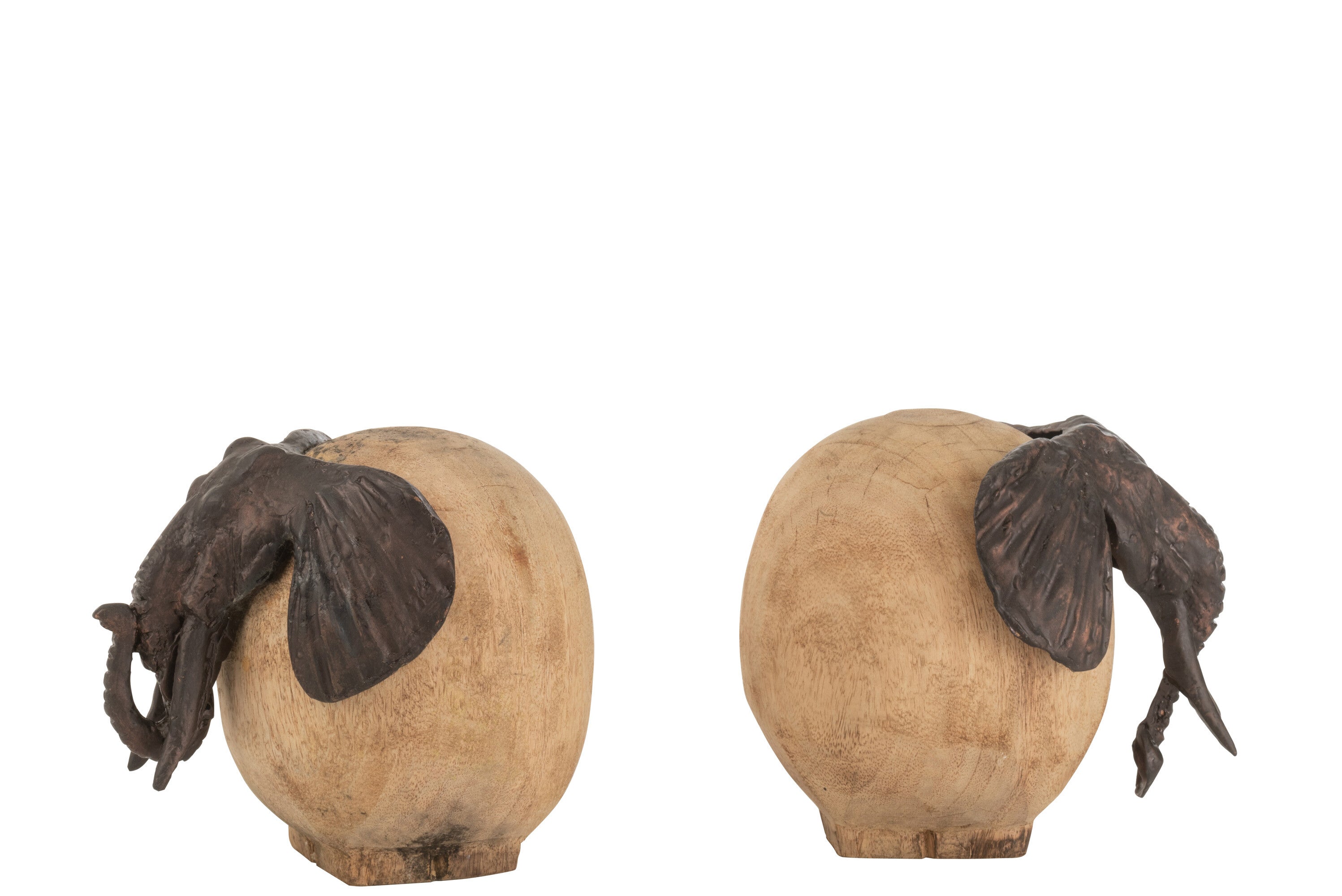 Olifant Hout Aluminium Natuur/Brons Assortiment Van 2