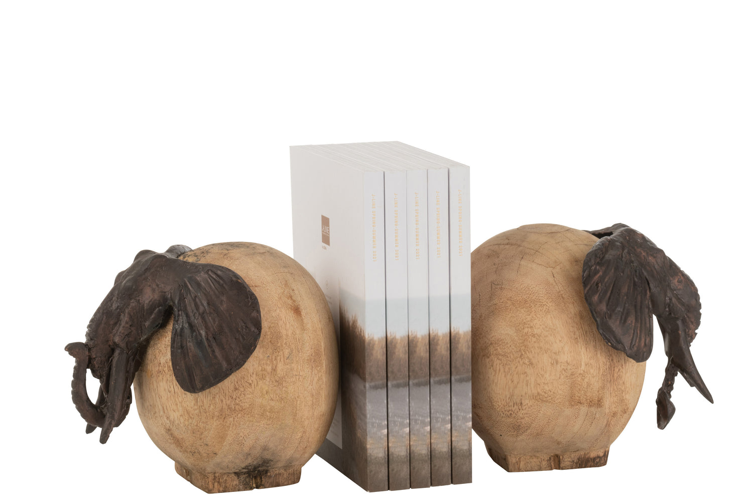 Olifant Hout Aluminium Natuur/Brons Assortiment Van 2