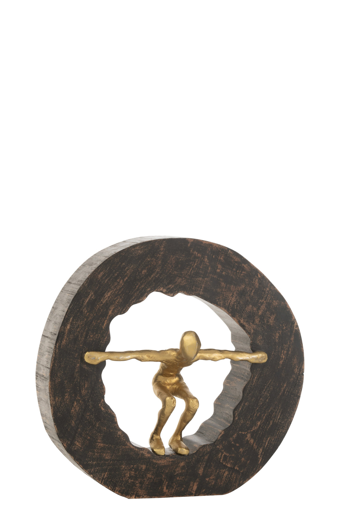 J-Line Figuur Vallend Hout Metaal Zwart Goud
