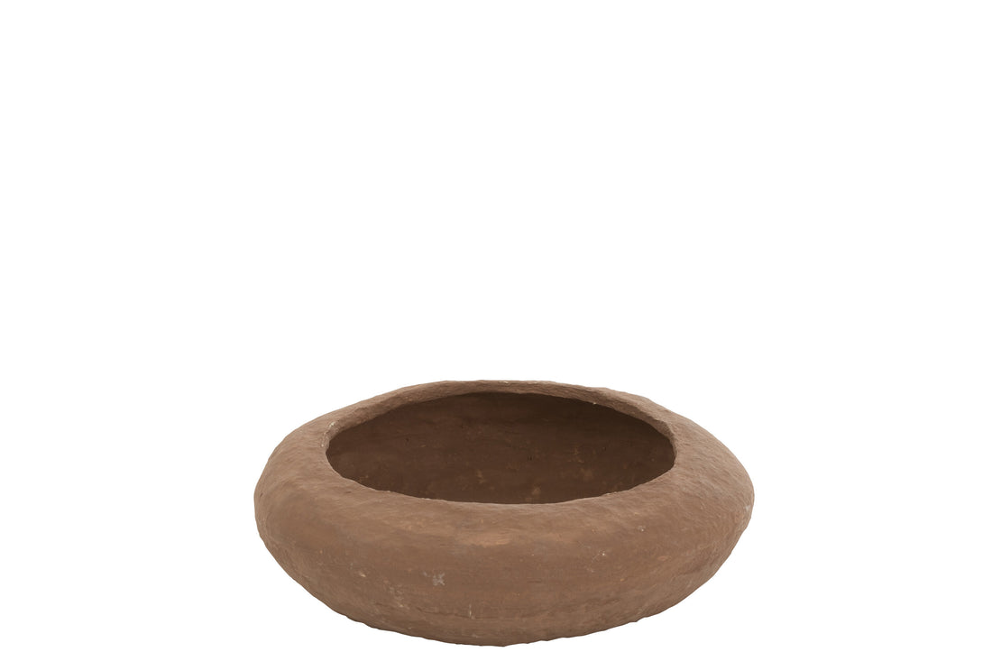 J-Line Schaal Rond Papier Mache Bruin