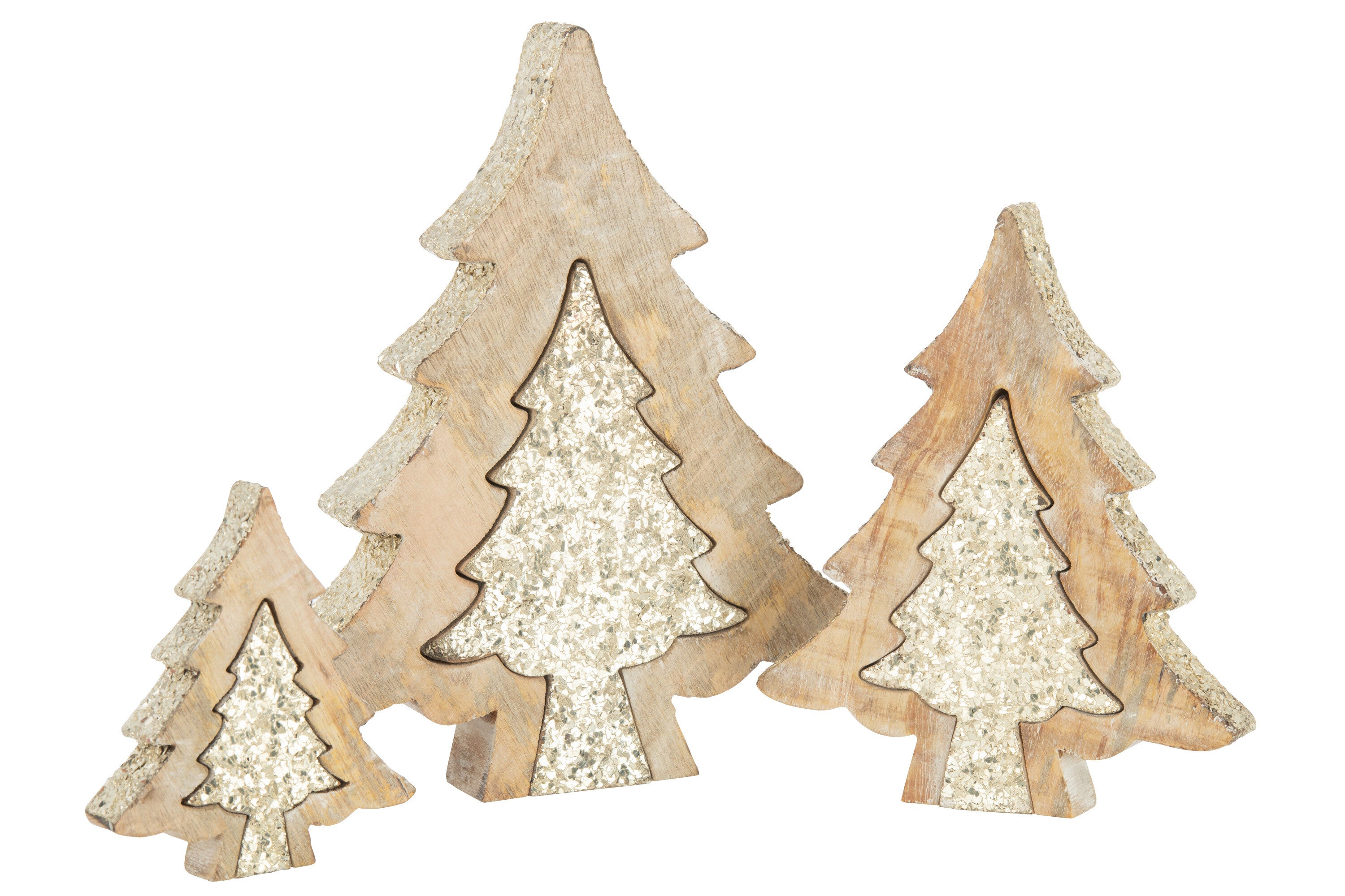 J-Line Kerstboom - hout - naturel - large