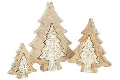 J-Line Kerstboom - hout - naturel - large