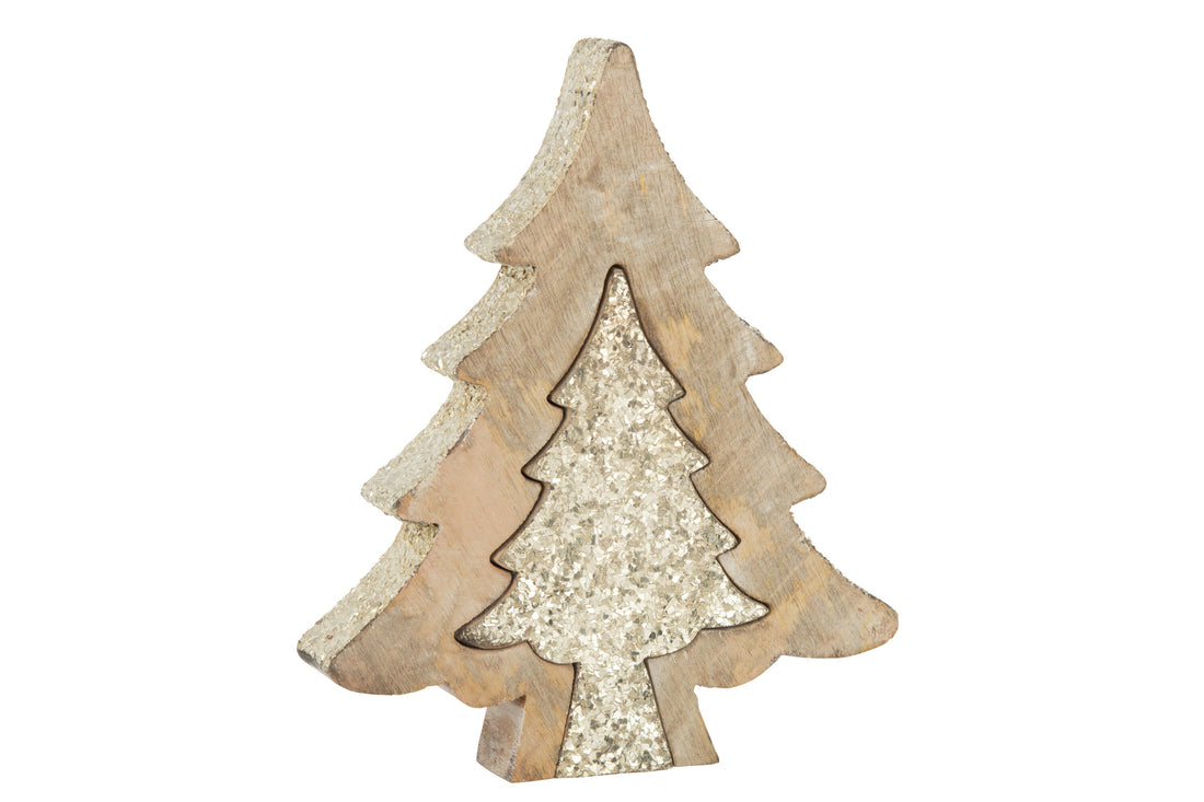 J-Line Kerstboom - hout - naturel - large