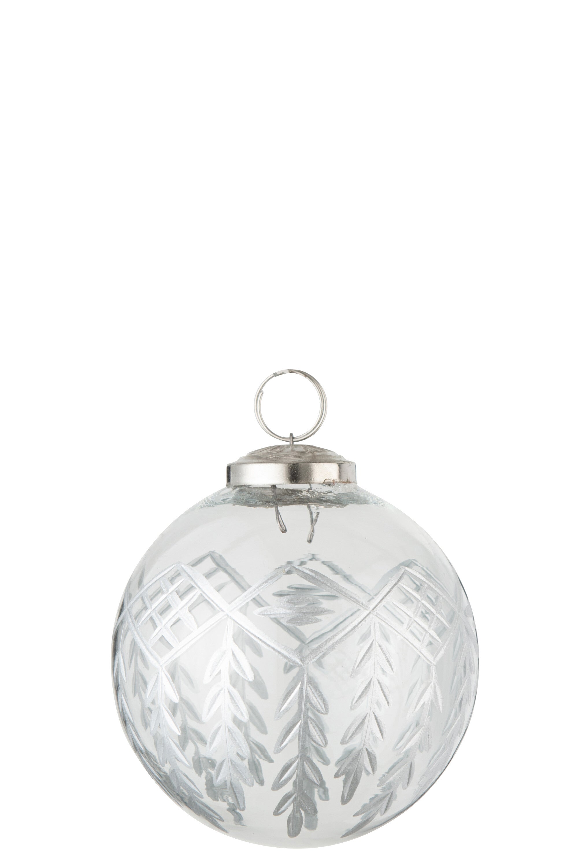 J-Line Christmas Bauble Chloe Glass Transparent/Silver Small