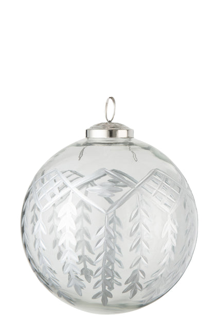 Kerstbal Chloe Glas Transparant/Zilver Groot