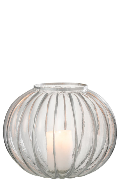 Orkaan Bal Streep Glas Transparant/Zilver Groot