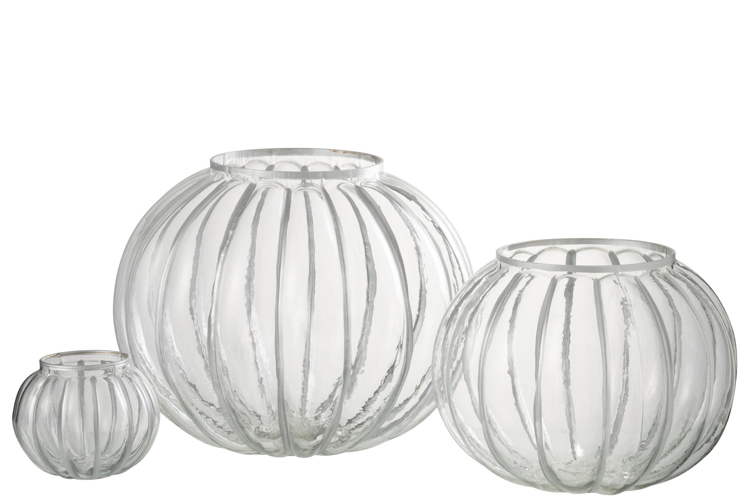 Orkaan Bal Streep Glas Transparant/Zilver Groot